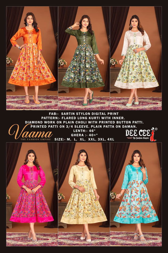 Vaama By Deecee Digital Printed Flared Long Kurti Wholesale Shop In Surat